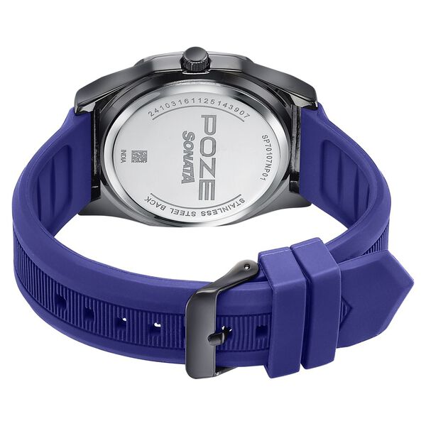 Poze By Sonata Quartz Analog Blue Dial Blue Silicone Strap Watch For Men - image number 6
