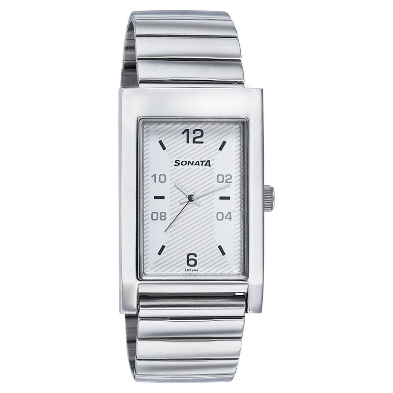 Sonata Quartz Analog Silver Dial Leather Strap Watch for Men - image number 0