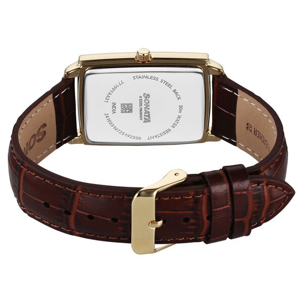 Sonata Festive Quartz Analog Green Dial Leather Strap Watch For Men - image number 4