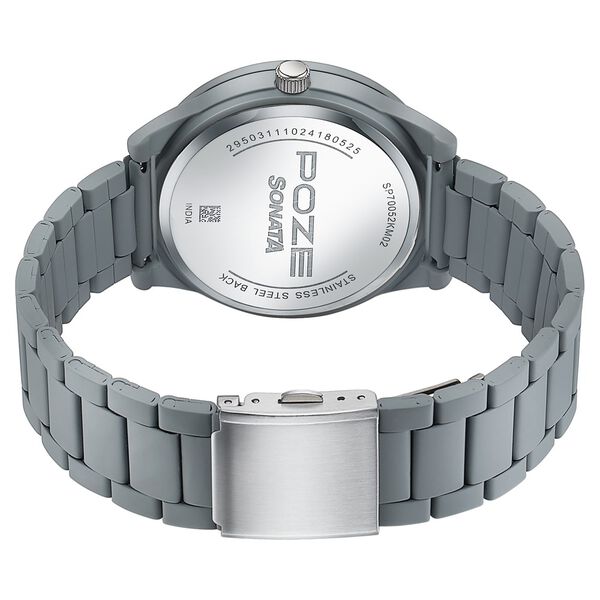 Sonata Poze Quartz Analog Grey Dial Metal Strap Watch For Men - image number 5