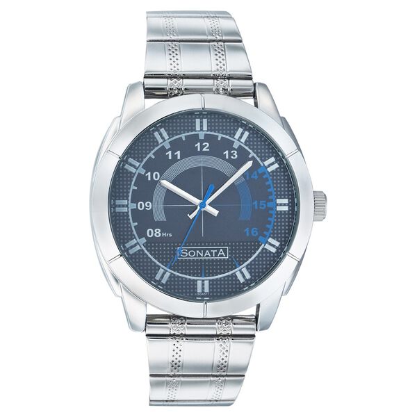 Sonata Quartz Analog Blue Dial Strap Watch for Men - image number 0