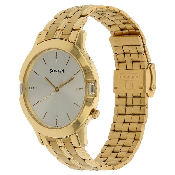 Sonata Quartz Analog Silver Dial Stainless Steel Strap Watch for Men - image number 1