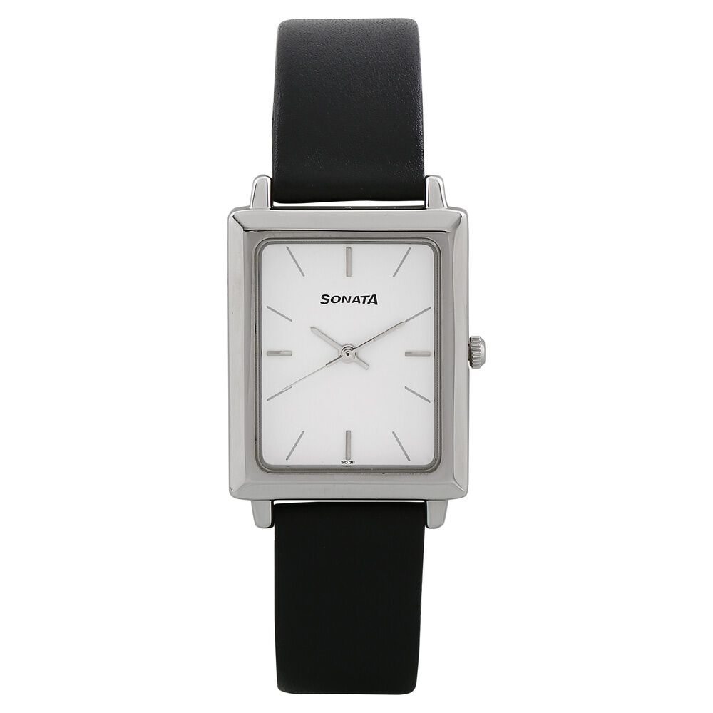 Buy Online Sonata Quartz Analog White Dial Leather Strap Watch for Men nk7078sl03 Sonata