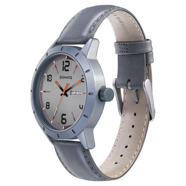Sonata Quartz Analog with Day and Date Grey Dial Leather Strap Watch for Men - image number 1