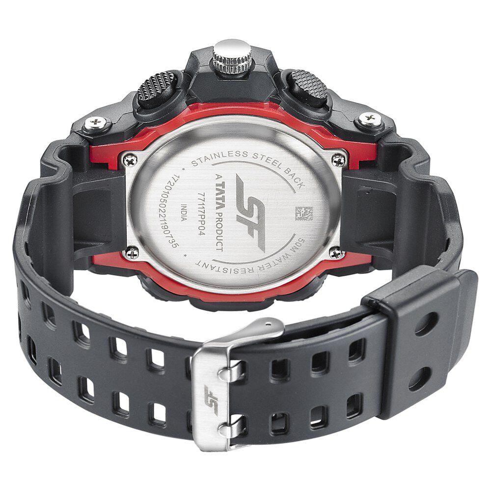 Buy Online SF Quartz Analog Digital Black Dial Plastic Strap Watch for Men np77117pp04w Sonata