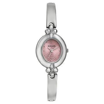 Sonata Quartz Analog Pink Dial Metal Strap Watch for Women