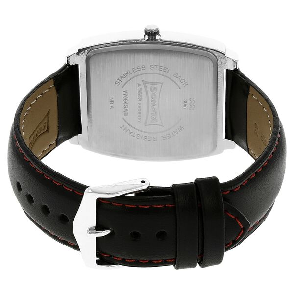 Sonata Quartz Analog with Day and Date Silver Dial Leather Strap Watch for Men - image number 3