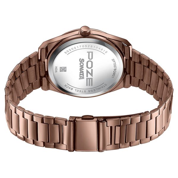 Sonata Poze Quartz Analog Brown Dial Brown Metal Strap Watch For Men - image number 6