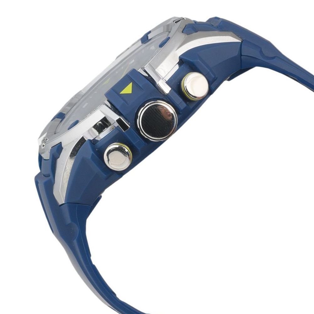 SF Chrome Quartz Analog Digital Dial PU Strap Watch for Men