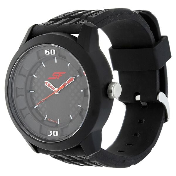SF Quartz Analog Black Dial Plastic Strap Watch for Men - image number 1