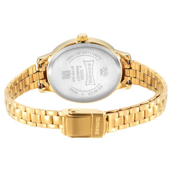 Sonata Classic�Gold Silver Dial Metal Strap Watch for Women - image number 3