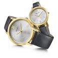 Sonata Quartz Analog Silver Dial Leather Strap Watch for Couple - image number 4