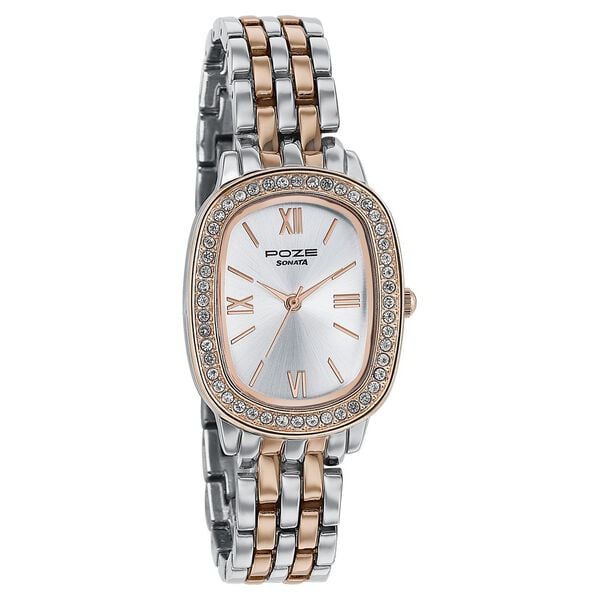 Sonata Poze Quartz Analog Silver Dial Metal Strap Watch For Women - image number 2