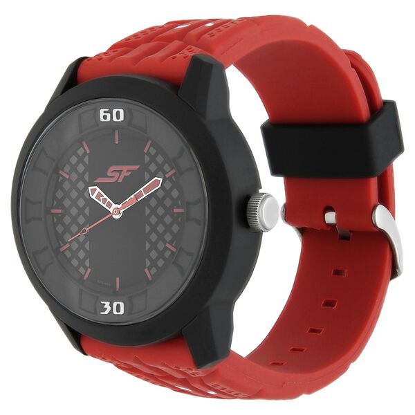 SF Quartz Analog Black Dial Plastic Strap Watch for Men - image number 1