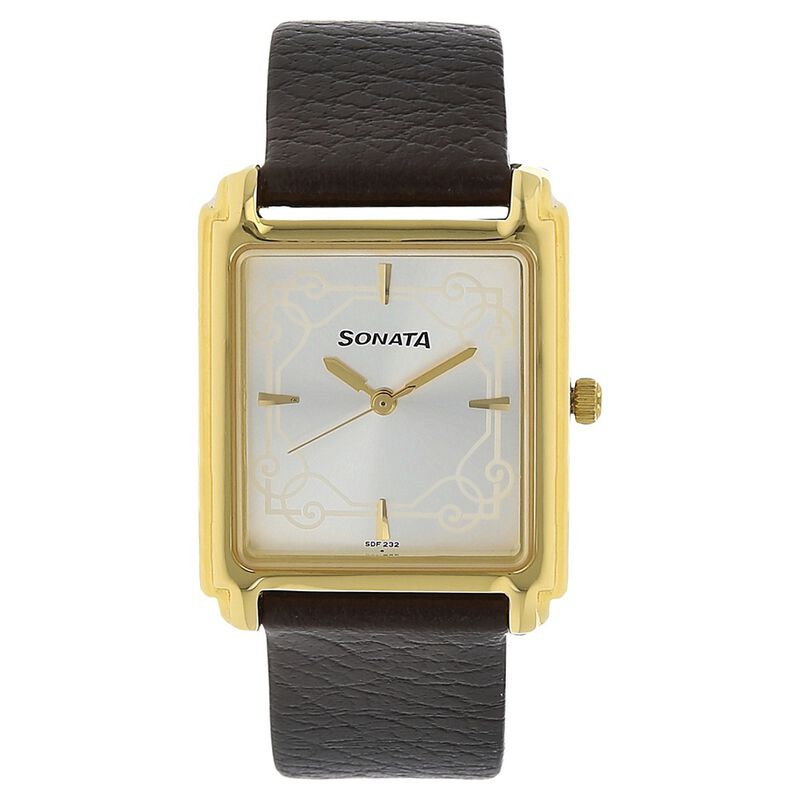 Buy Online Sonata Quartz Analog White Dial Leather Strap Watch for