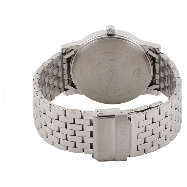 Sonata Quartz Analog Black Dial Stainless Steel Strap Watch for Men - image number 2