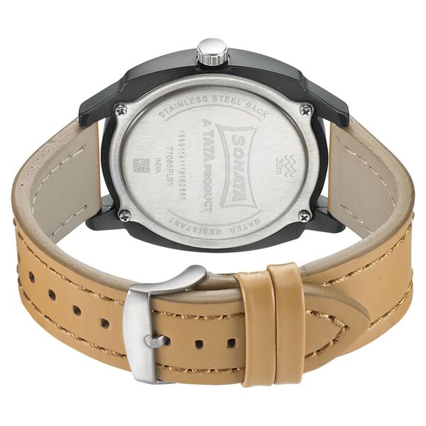 Sonata Quartz Analog Black Dial Leather Strap Watch for Men - image number 3