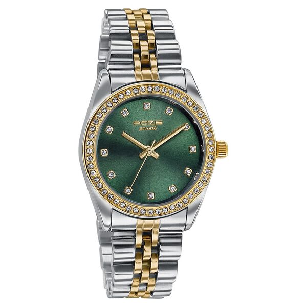 Sonata Poze Quartz Analog Green Dial Two Toned Colour Stainless Steel Strap Watch For Women - image number 1