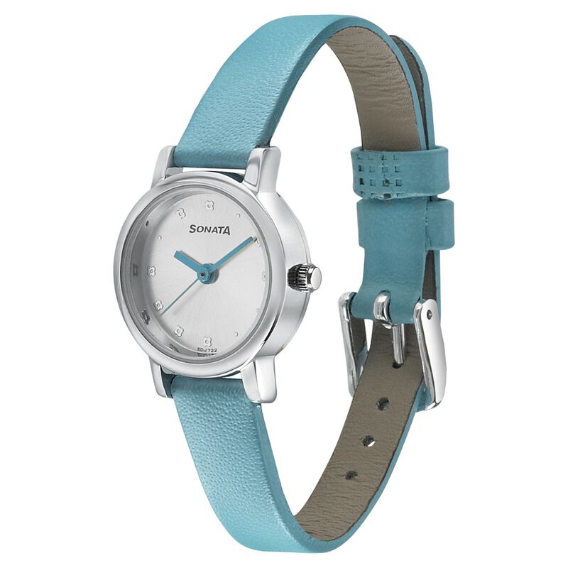 Sonata Floral Folkart Silver Dial Women Watch With Leather Strap - image number 1
