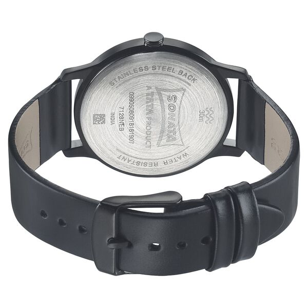 Sonata Quartz Analog Black Dial Leather Strap Watch for Men - image number 3