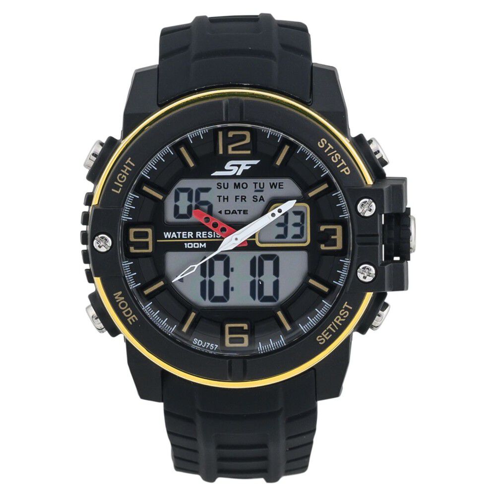 SF Quartz Analog Digital Dial Silicone Strap Watch for Men