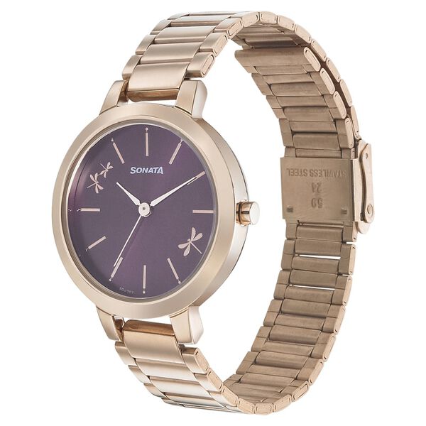 Sonata Play Purple Dial Women Watch With Stainless Steel Strap - image number 1