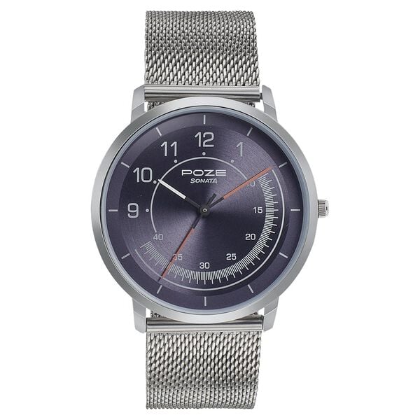 Sonata Poze Quartz Analog Blue Dial Metal Strap Watch for Men - image number 1