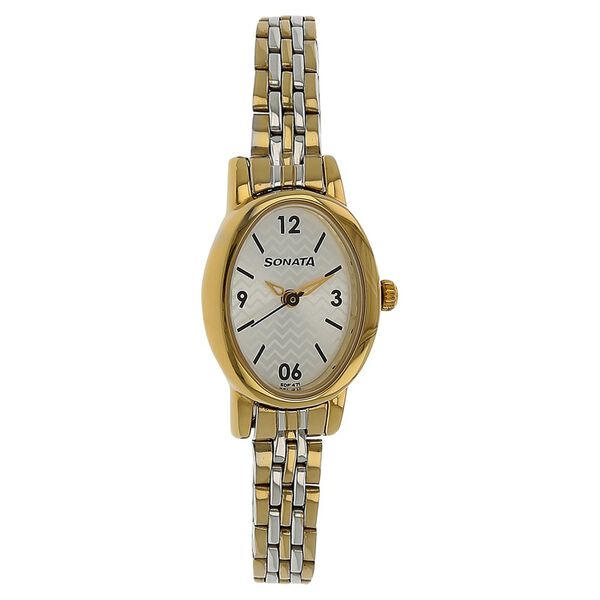 Sonata Quartz Analog Silver Dial Stainless Steel Strap Watch for Women - image number 0