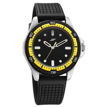 SF Sporty Black Dial Polyurethane Strap Watch for Men