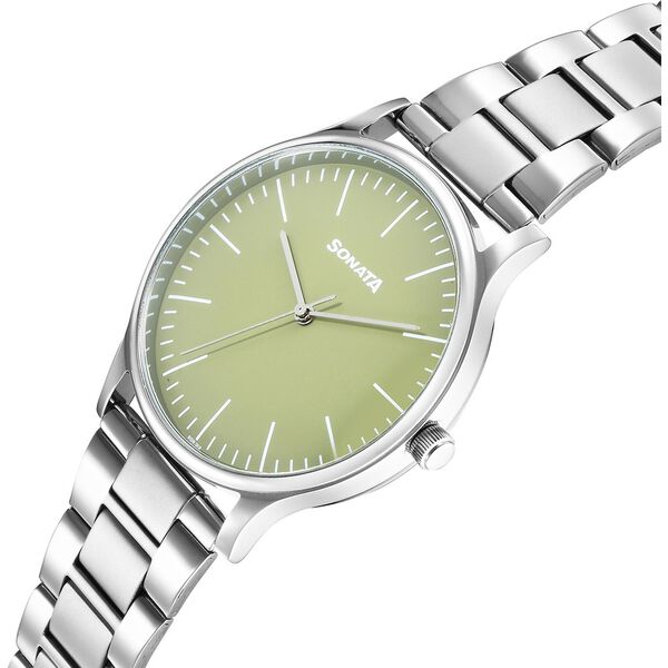 Sonata Aspire Quartz Analog Green Dial Stainless Steel Strap Watch For Men - image number 1