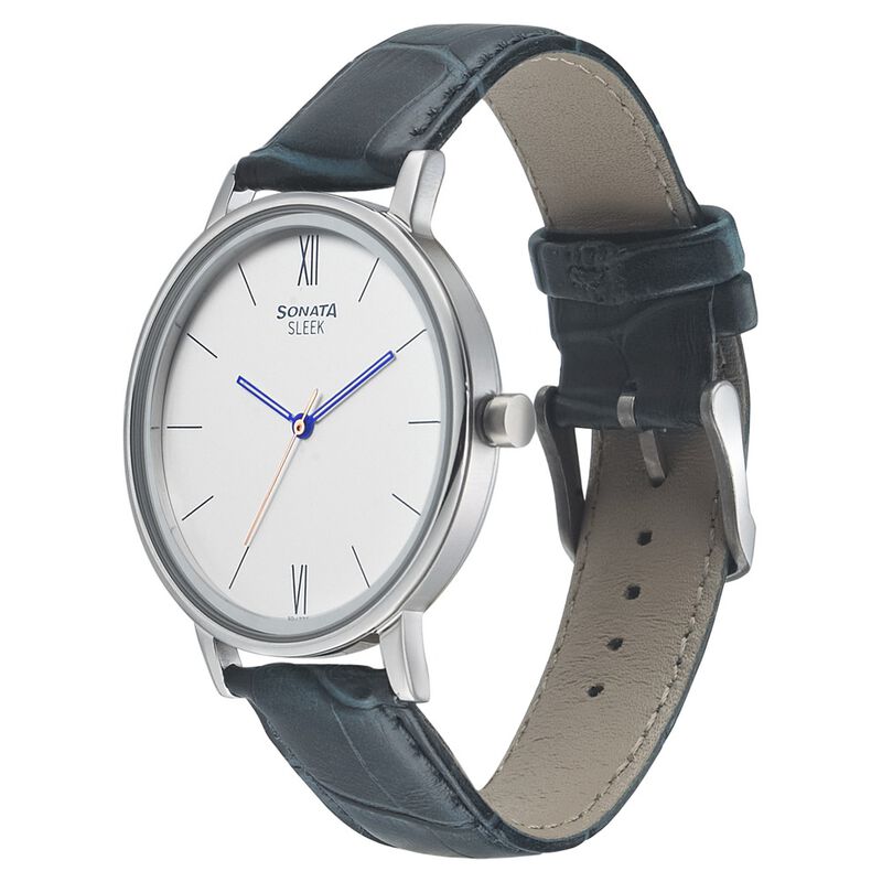 Sonata Quartz Analog White Dial Leather Strap Watch for Men - image number 1