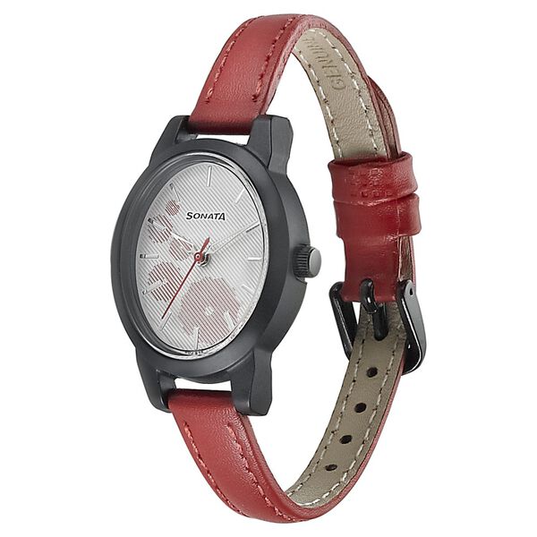 Sonata Essentials White Dial Women Watch With Leather Strap - image number 1
