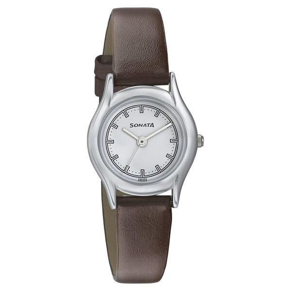 Sonata Essentials White Dial Women Watch With Leather Strap - image number 0