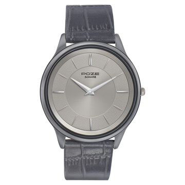 Poze by Sonata Quartz Analog Grey Dial Leather Strap Watch for Men