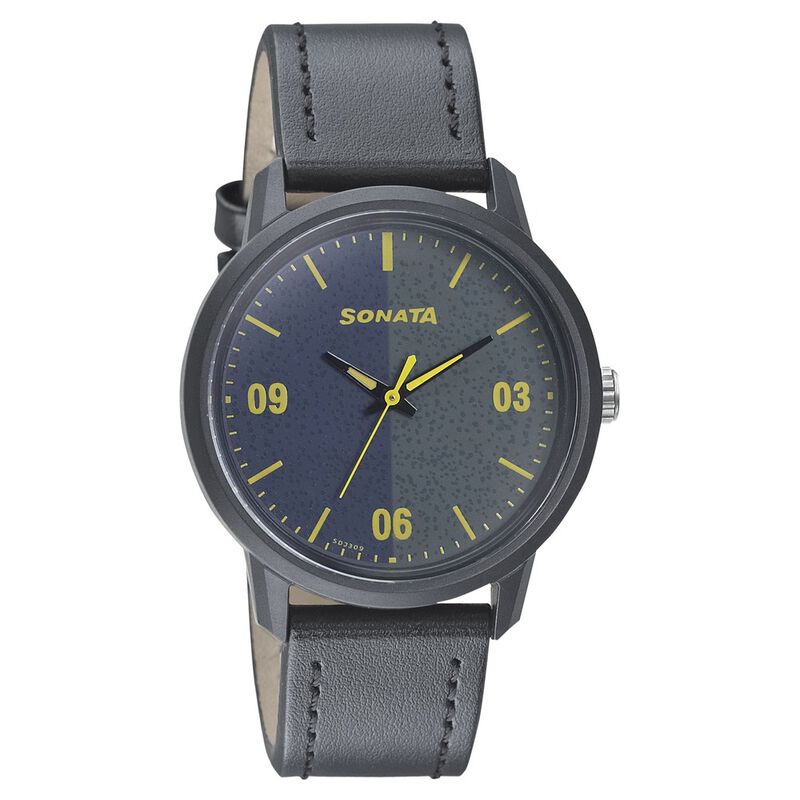 Sonata Quartz Analog Bicolour Dial Leather Strap Watch for Men - image number 0
