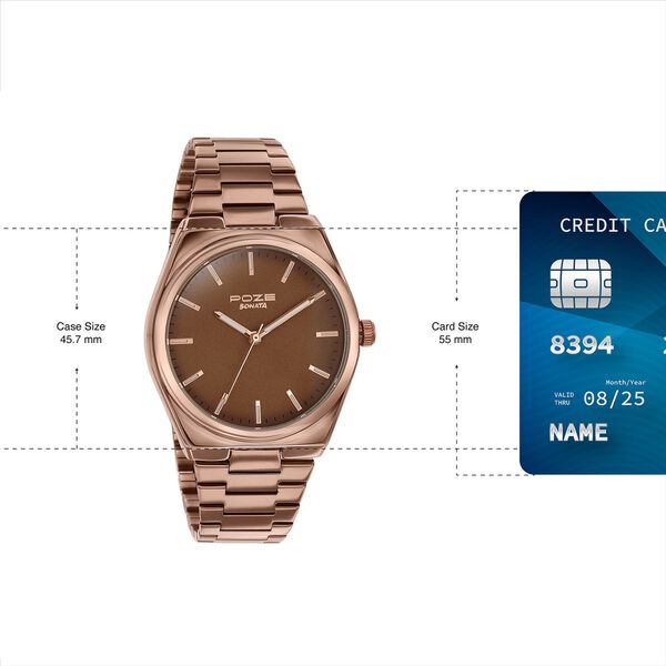 Sonata Poze Quartz Analog Brown Dial Brown Metal Strap Watch For Men - image number 3