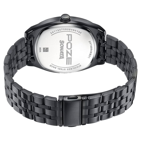 Poze By Sonata Quartz Analog Black Dial Black Metal Strap Watch For Men - image number 6