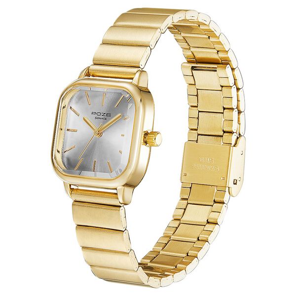 Poze by Sonata Quartz Analog Silver Dial Stainless Steel Strap Watch for Women - image number 2