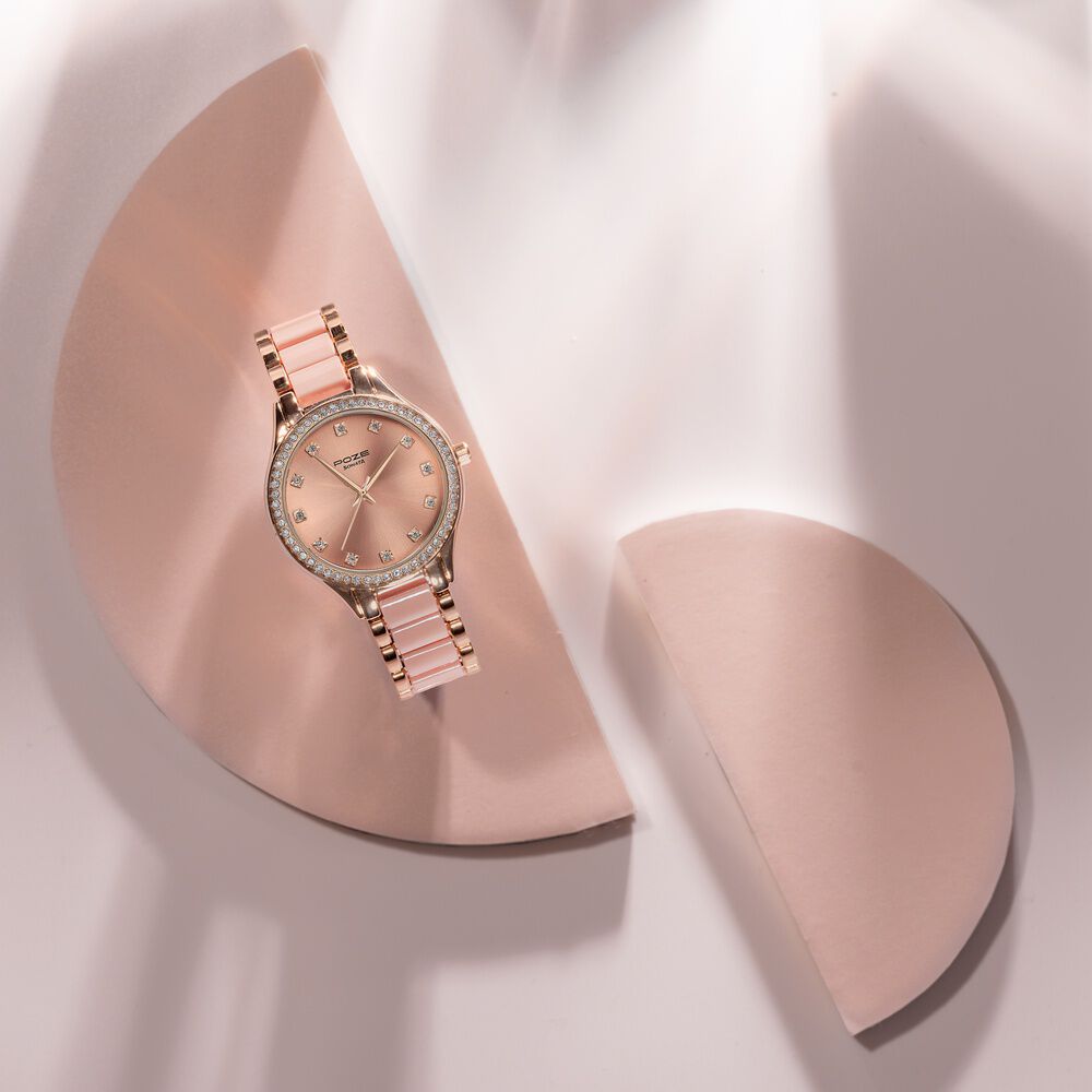 Sonata Poze Quartz Analog Pink Dial Metal Strap Watch For Women