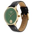 Sonata Gold Quartz Analog Sacred Forest Green With Gold Coin Dial Black Leather Strap Watch For Men - image number 2