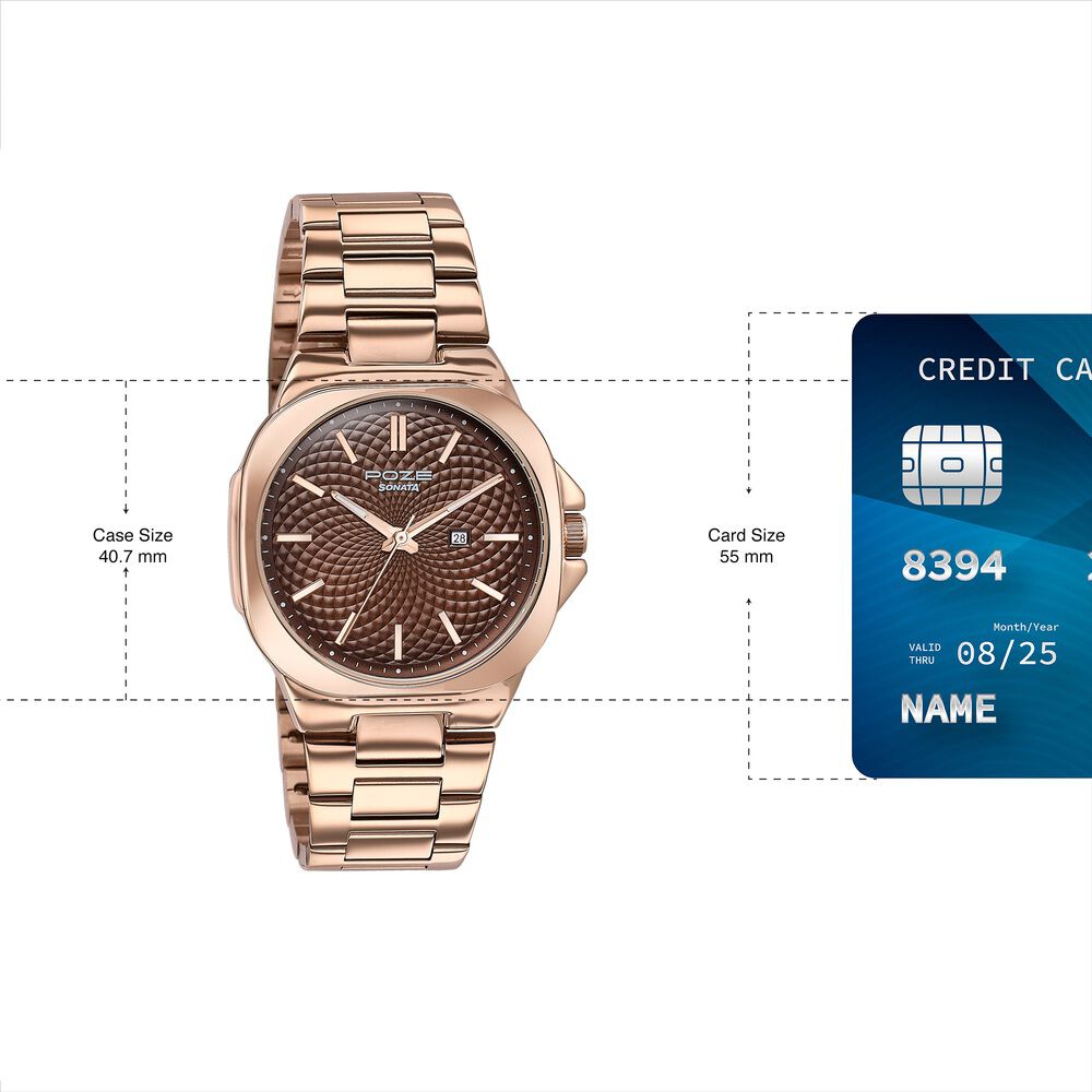 Buy Online Sonata Poze Quartz Analog Brown Dial Rose Gold Colour