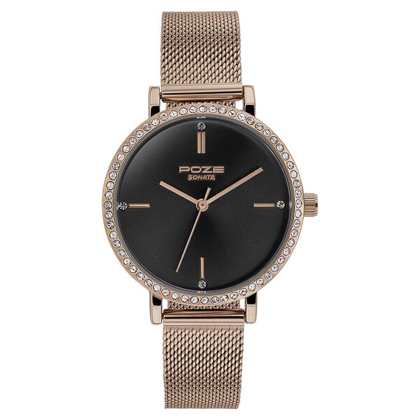 Sonata Poze Quartz Analog Black Dial Mesh Strap Watch for Women - image number 1