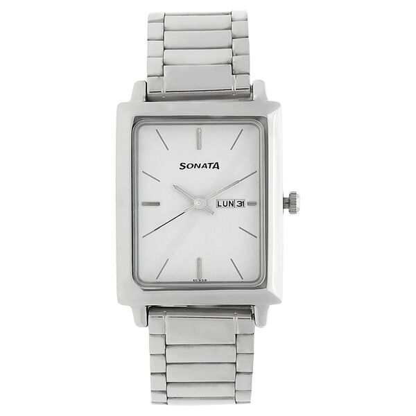 Sonata Quartz Analog with Day and Date White Dial Stainless Steel Strap Watch for Men - image number 0