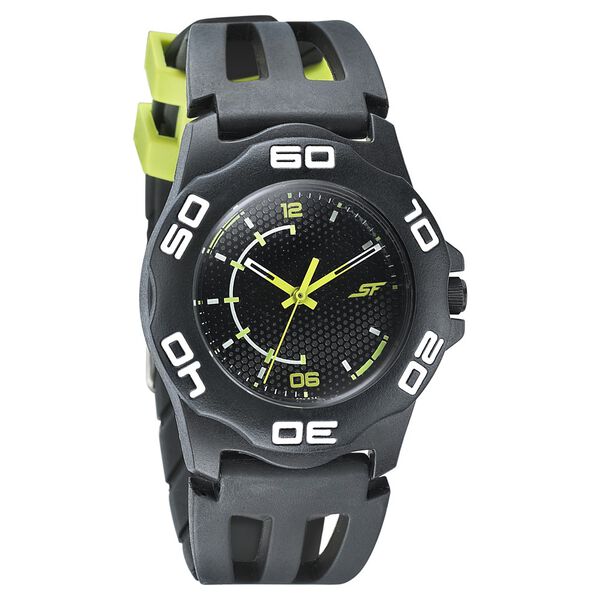SF Quartz Analog Black Dial PU Strap Watch for Men - image number 0