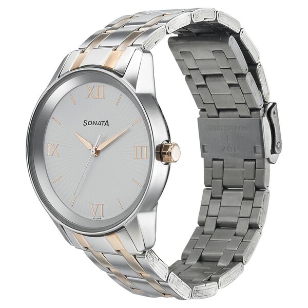 Sonata Quartz Analog White Dial Bimetal Strap Watch for Men - image number 1