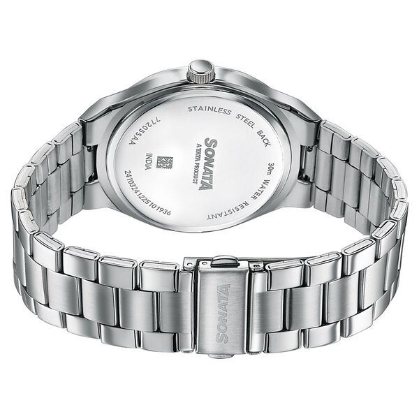 Sonata Jashn Quartz Analog Grey Dial Silver Metal Strap Watch For Men - image number 5