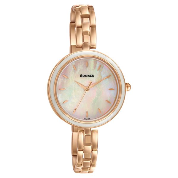 Sonata Wedding Mother of Pearl Dial Women Watch With Metal Strap - image number 0