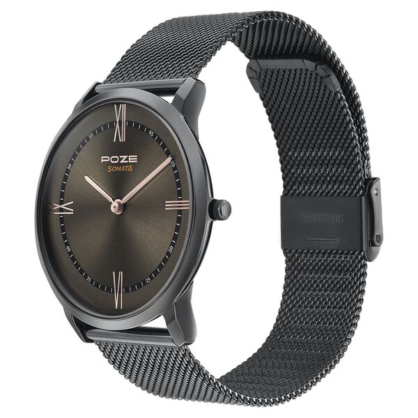 Sonata Poze Quartz Analog Grey Dial Metal Strap Watch for Men - image number 2
