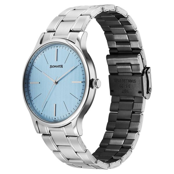 Sonata Aspire Quartz Analog Blue Dial Stainless Steel Strap Watch For Men - image number 1