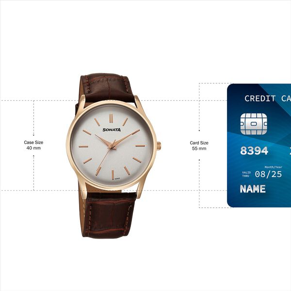 Sonata Eternia Quartz Analog White Dial Leather Strap Watch For Men - image number 3